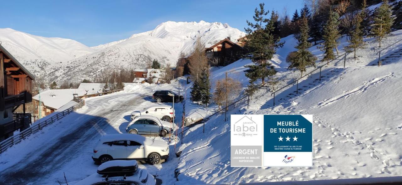 T2 Meuble Tourisme 3 Etoiles, Pied Des Pistes-Parking Prive Avec Balcon Et Superbe Vue Apartment เลส์เดอซาลป์ ภายนอก รูปภาพ